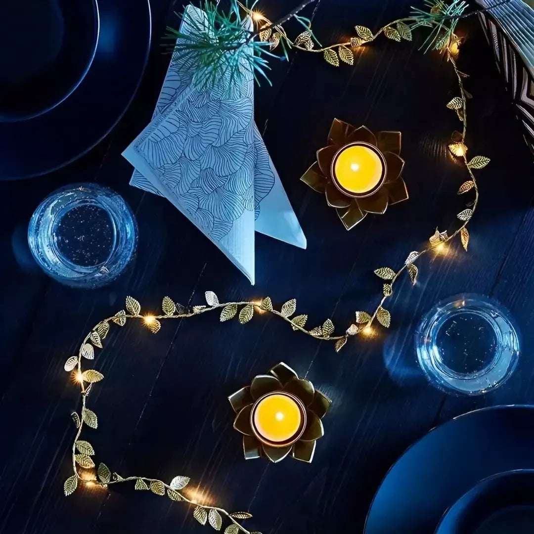 Planta Artificial Folhas de Ouro com Luz de Led para Decoração Bigstock