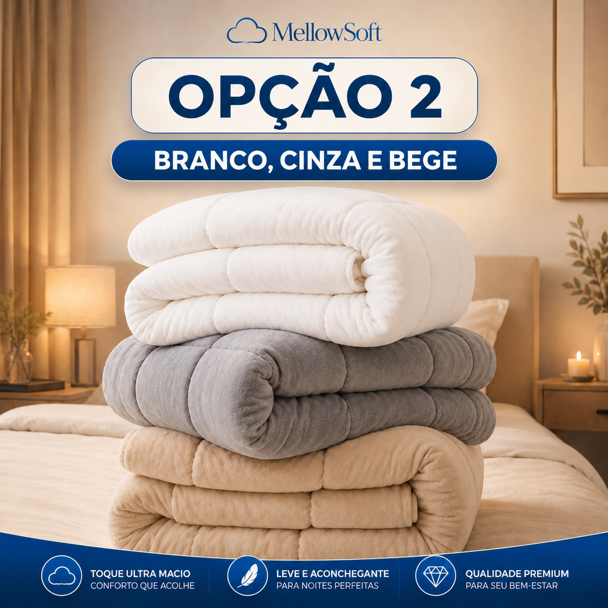 [COMPRE 1, LEVE 3] MellowSoft™ Edredom Premium Algodão Turco - Conforto de Hotel 5 Estrelas