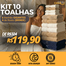 Kit 6 Toalhas Premium Algodão Turco + 4 Rosto (BRINDE)