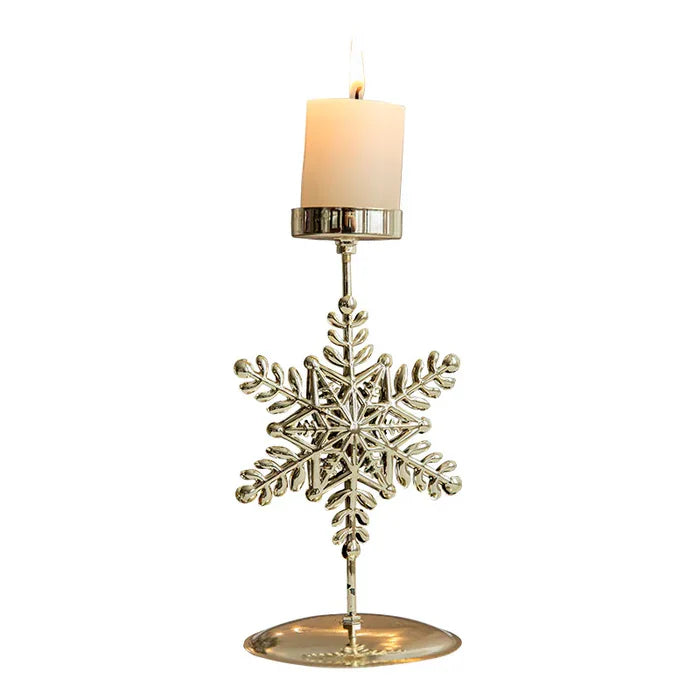Castiçal de Ferro Dourado com Decoração Natalina