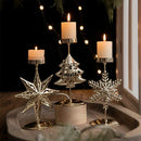 Castiçal de Ferro Dourado com Decoração Natalina
