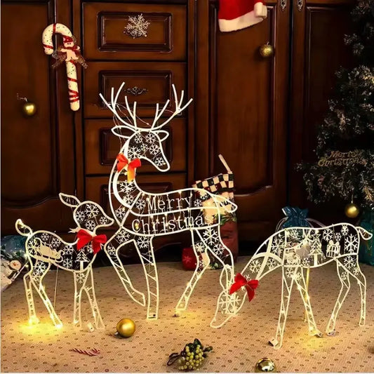 Decoração de Natal para Jardim Luzes LED Renas Natalinas Bigstock (Kit com 3 Peças)