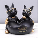 Escultura Decorativa e Porta Objetos Casal Bulldog Francês Bigstock