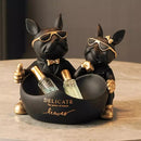 Escultura Decorativa e Porta Objetos Casal Bulldog Francês Bigstock