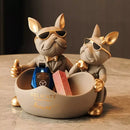 Escultura Decorativa e Porta Objetos Casal Bulldog Francês Bigstock