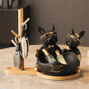 Escultura Decorativa e Porta Objetos Casal Bulldog Francês Bigstock