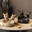 Escultura Decorativa e Porta Objetos Casal Bulldog Francês Bigstock