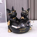 Escultura Decorativa e Porta Objetos Casal Bulldog Francês Bigstock