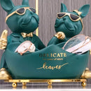 Escultura Decorativa e Porta Objetos Casal Bulldog Francês Bigstock