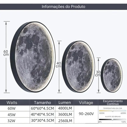 Luminária de Parede 3D Lua Cheia com Controle Remoto Bigstock