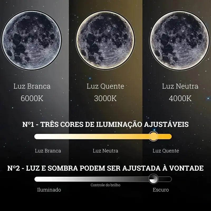 Luminária de Parede 3D Lua Cheia com Controle Remoto Bigstock