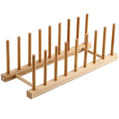 Suporte Escorredor Porta Pratos De Bancada De Bambu