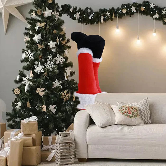 Decoração de Árvore de Natal Pernas de Papai Noel