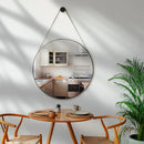 Espelho Redondo Decorativo com Alça em Couro 60cm