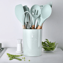 Kit Utensílios de Silicone com Cabo de Madeira (12 Peças)