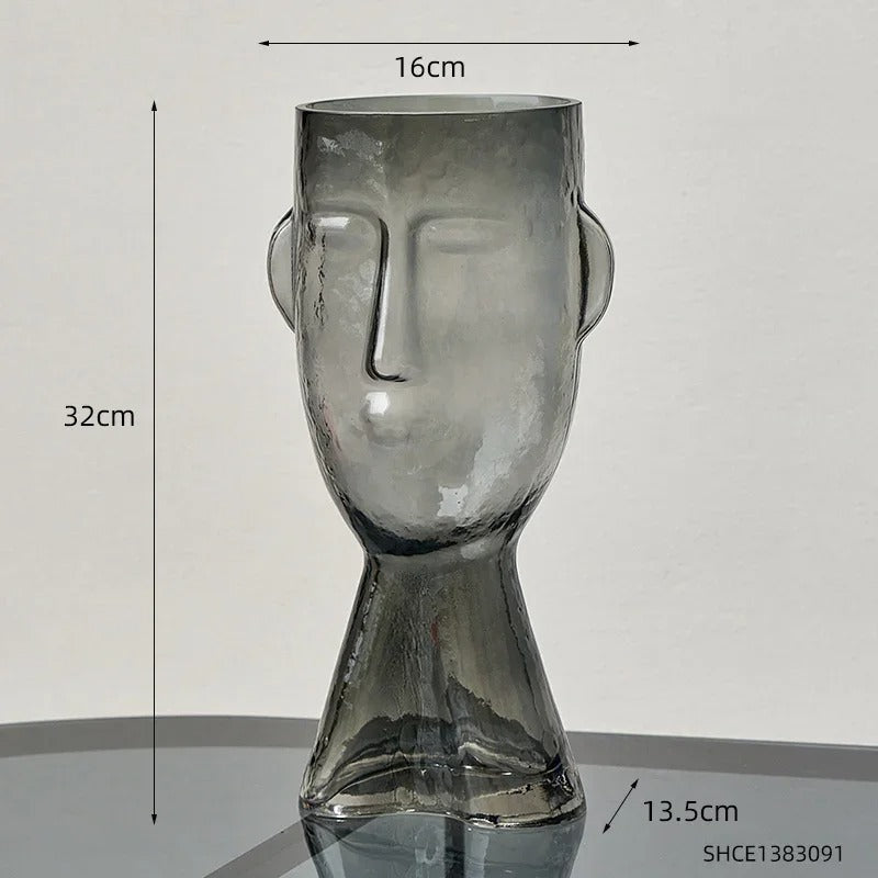 Terrário Transparente Vaso de Vidro para Decoração Face Abstrata