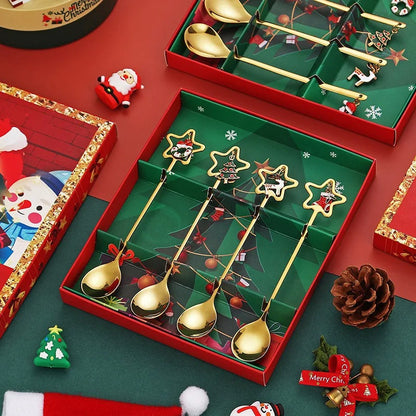 Jogo de Colheres para Sobremesa Decoração de Natal