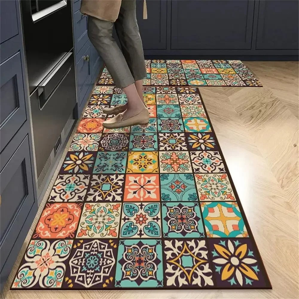 Tapete Antiderrapante Absorvente para Cozinha Ladrilhos