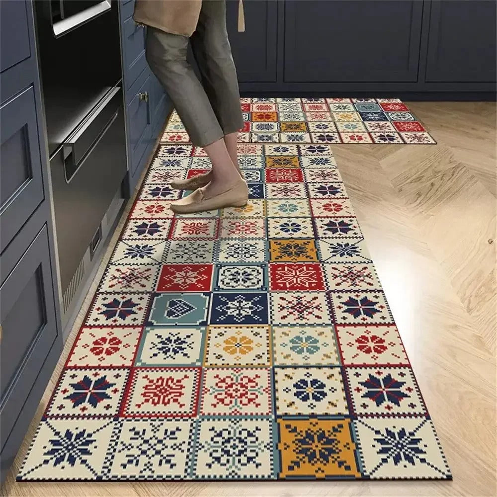 Tapete Antiderrapante Absorvente para Cozinha Ladrilhos