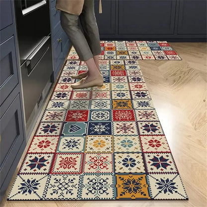 Tapete Antiderrapante Absorvente para Cozinha Ladrilhos