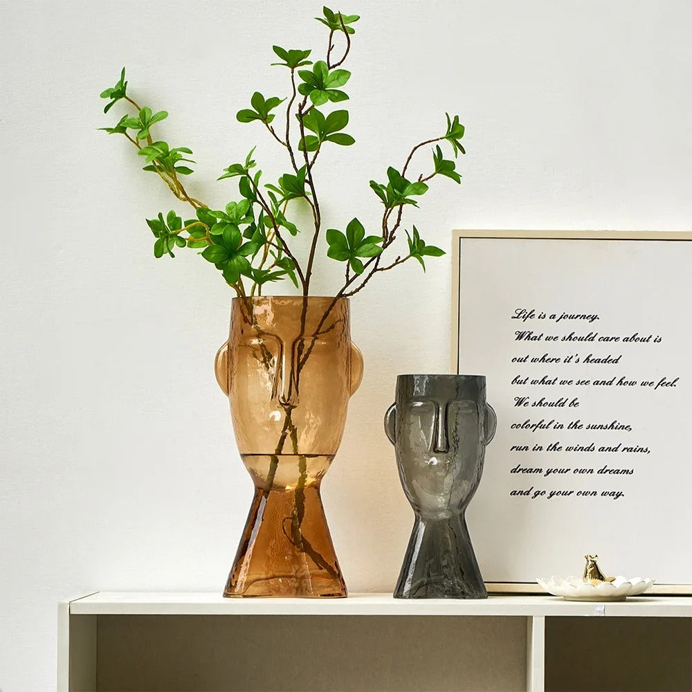 Terrário Transparente Vaso de Vidro para Decoração Face Abstrata