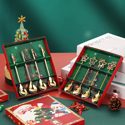 Jogo de Colheres para Sobremesa Decoração de Natal