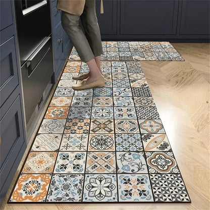 Tapete Antiderrapante Absorvente para Cozinha Ladrilhos