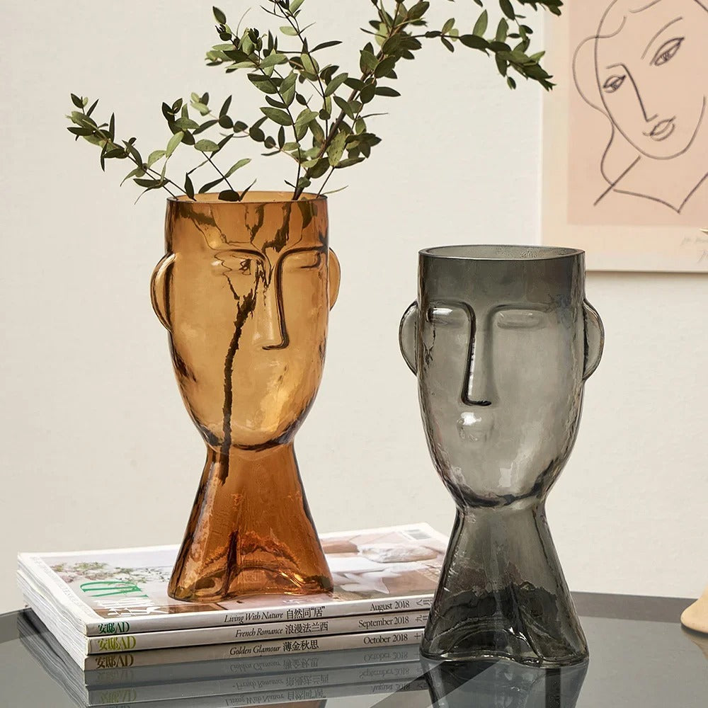 Terrário Transparente Vaso de Vidro para Decoração Face Abstrata