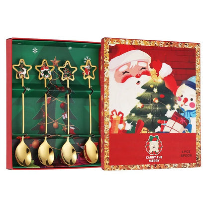 Jogo de Colheres para Sobremesa Decoração de Natal