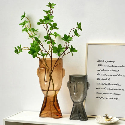 Terrário Transparente Vaso de Vidro para Decoração Face Abstrata