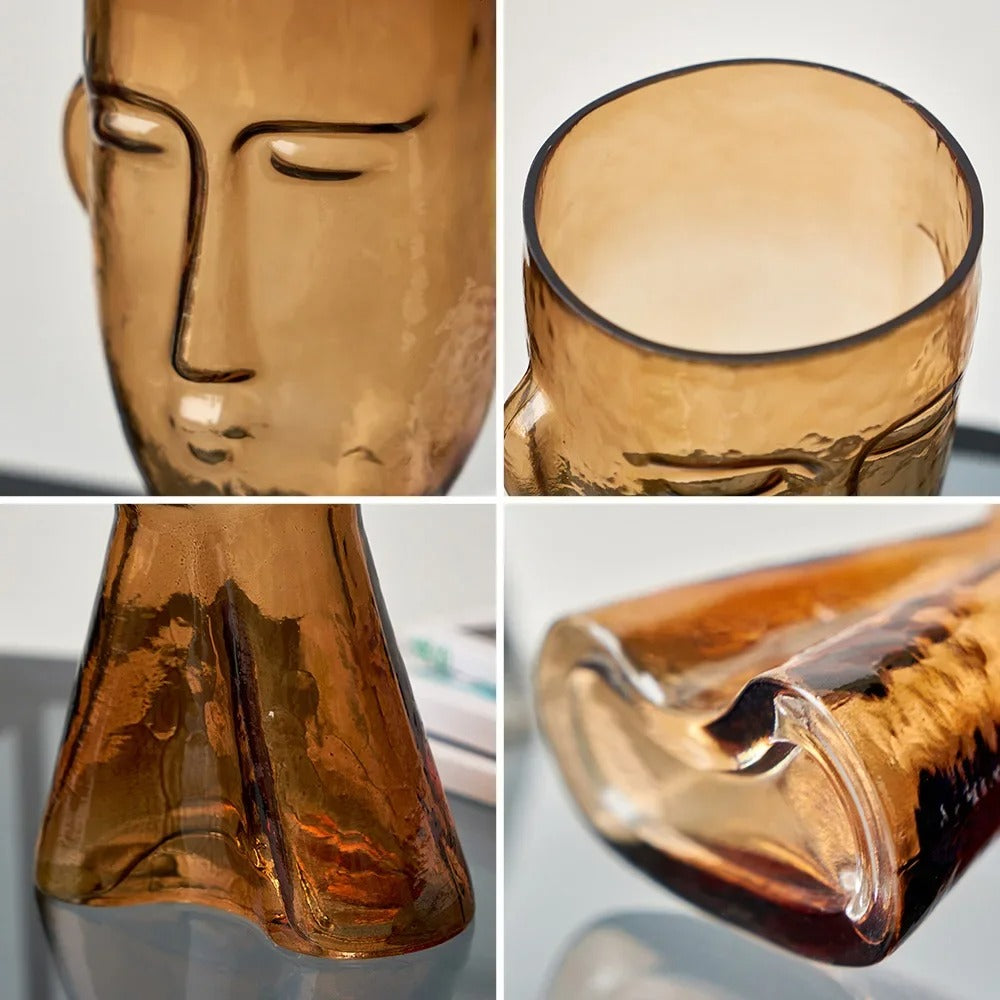 Terrário Transparente Vaso de Vidro para Decoração Face Abstrata