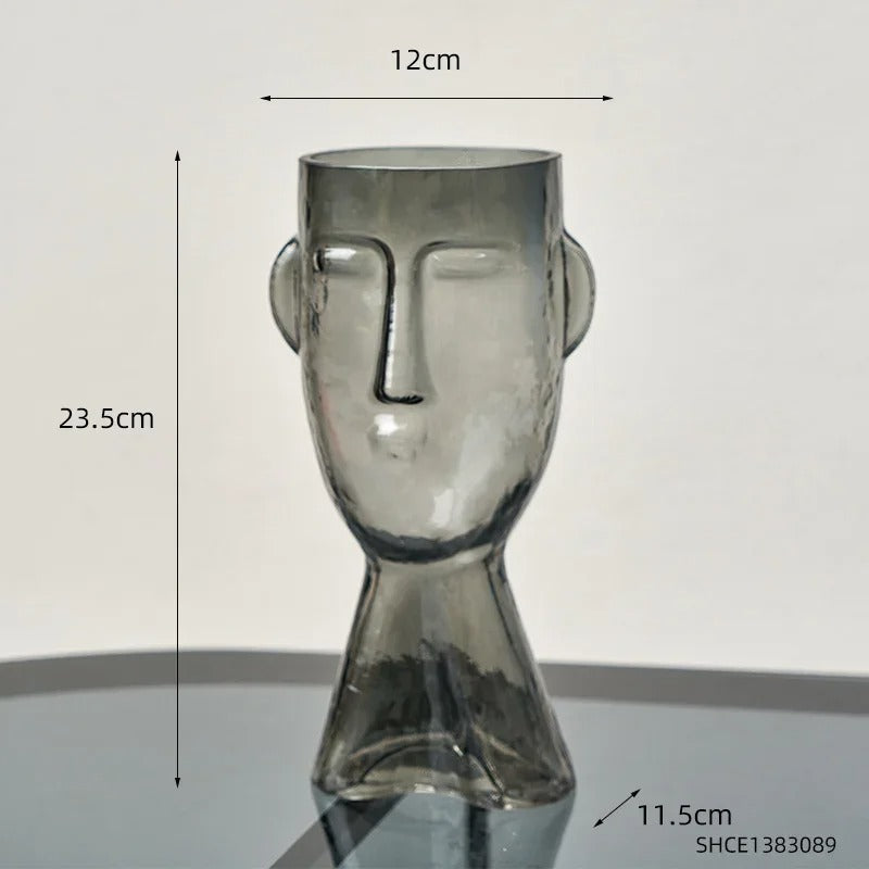 Terrário Transparente Vaso de Vidro para Decoração Face Abstrata