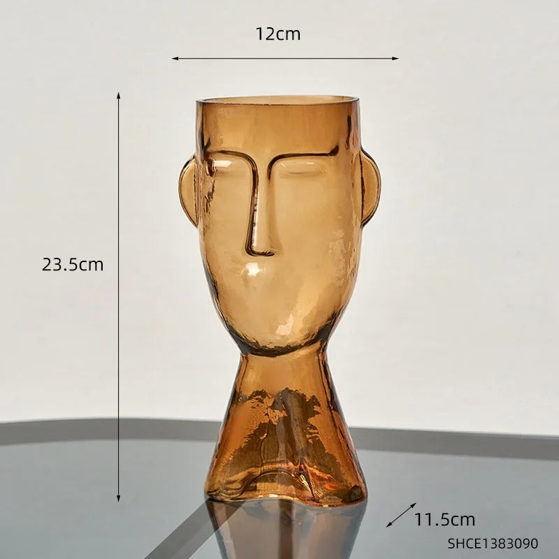 Terrário Transparente Vaso de Vidro para Decoração Face Abstrata