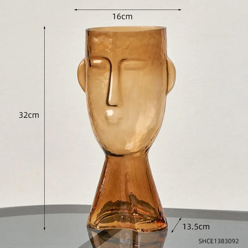 Terrário Transparente Vaso de Vidro para Decoração Face Abstrata