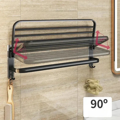 Porta Toalha Banheiro em Alumínio Preto 50cm