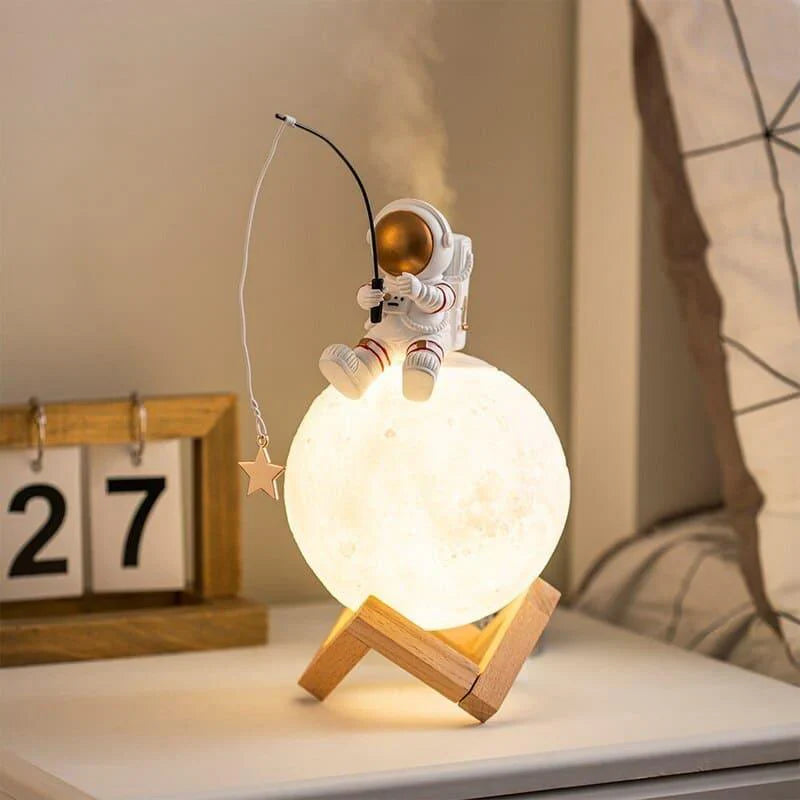 Umidificador de Ar e Luminária de Mesa Led Lua Astronauta