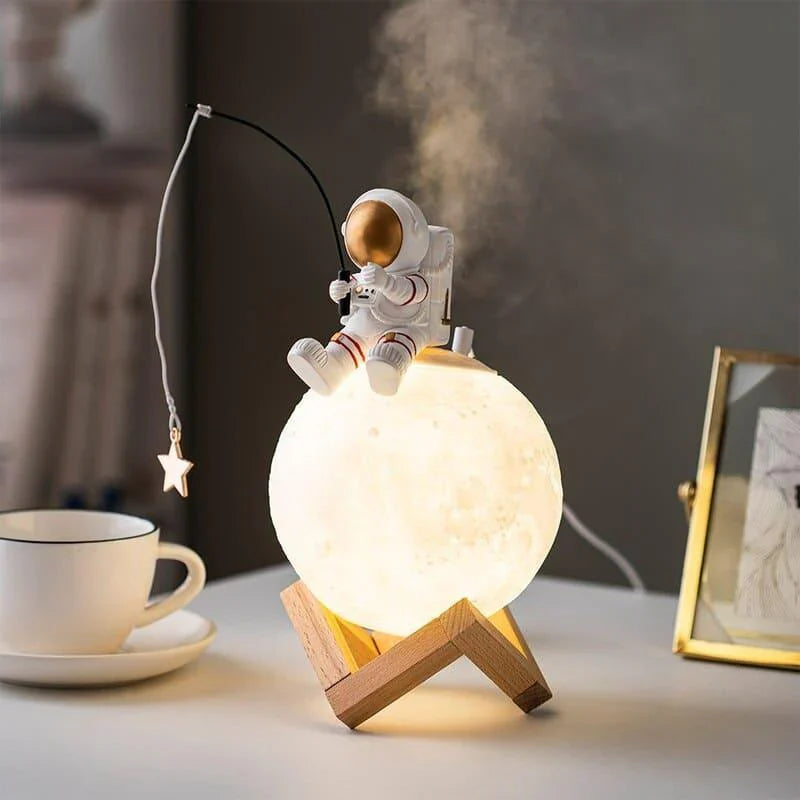 Umidificador de Ar e Luminária de Mesa Led Lua Astronauta